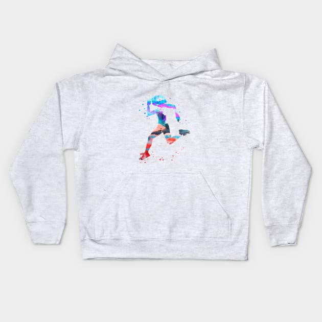 Running woman Kids Hoodie by RosaliArt